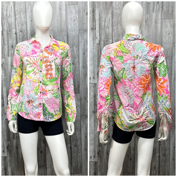 ⭐️Lilly Pulitzer for Target Nosey Posey Floral Button Down Shirt [AA102] - Picture 1 of 7